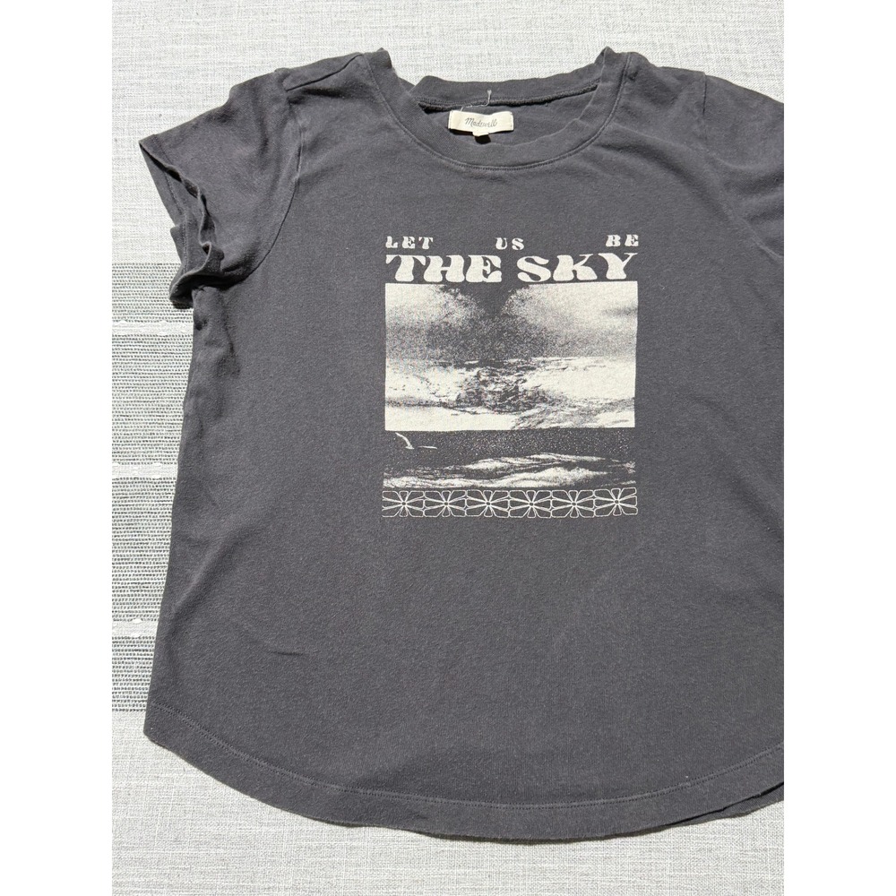 Madewell Womens XS Let Us Be The‎ Sky Graphic Tee Charcoal Gray Cotton T-Shirt